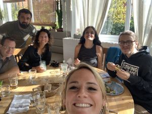 Warriors at lunch  at Wild Cafe in Estepona