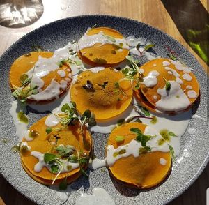 Pumpkin ravioli, delicious! at Wild Cafe in Estepona