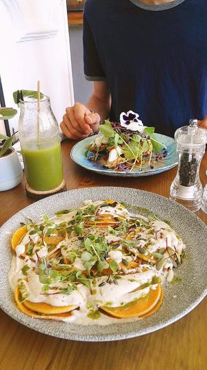 Pumpkin Ravioli & Kimchi Waffle :D at Wild Cafe in Estepona