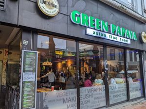 Outside of Green Papaya. at Green Papaya in Hamburg
