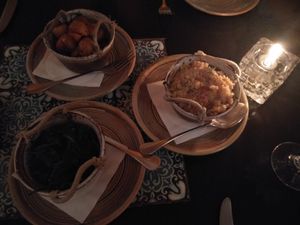 Vegan sides: Herb Baby Roasted Potatoes, Mexican Rice & Cumin Spinach all amazing. at Maya in Shanghai