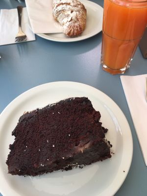 Vegan chocolate and pear cake  at Tibits in London