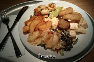 Selection of vegan food items at Tibits in London