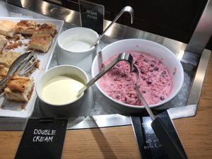 Muesli and vegan cream   at Tibits in London