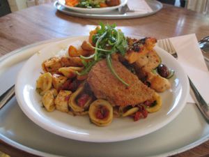 A selection of vegan buffet items. at Tibits in London