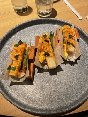Crispy tofu sushi tacos! Really tasty!  at Earls in Plano