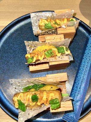 Vegan tofu sushi tacos  at Earls in Plano