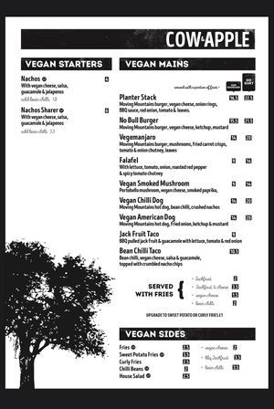 Menu  at Cow & Apple in Yeovil