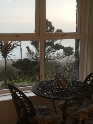   Your breakfast seating with a view in the bay window at Greystones in Praa Sands
