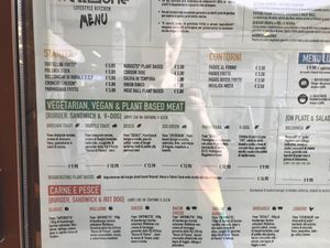Menu vegan options labelled  at WellDone Burger - Caprarie in Bologna