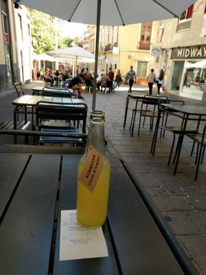 That's a kora player in the distance at Mel Vegan Fast Food in Tenerife