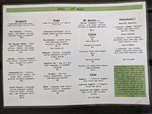 Menu at The Blue Bell in Conwy