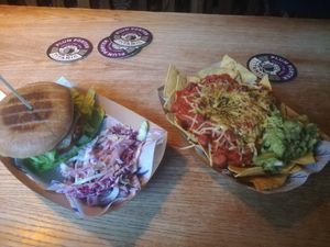 Burger and nachos at The Blue Bell in Conwy