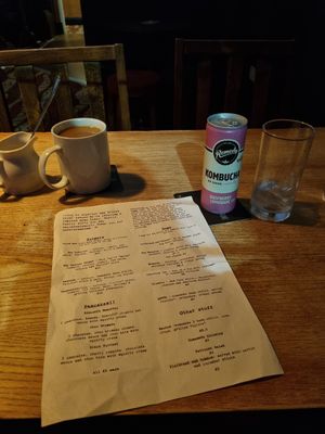 Menu and drinks at The Blue Bell in Conwy