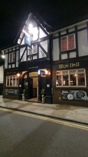 Outside the pub at The Blue Bell in Conwy
