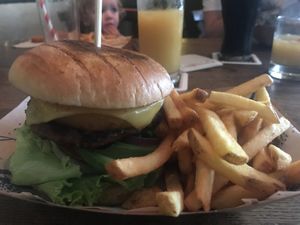 Burger and fries  at The Blue Bell in Conwy