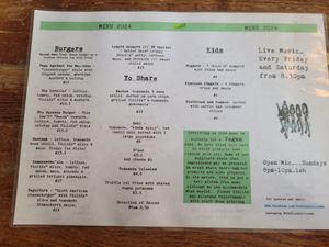 Food Menu at The Blue Bell in Conwy