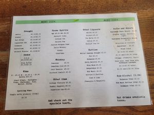 Drinks Menu at The Blue Bell in Conwy