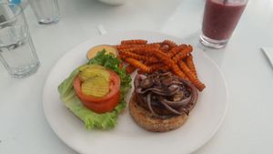 Beyond burger at Ananda Fuara in San Francisco