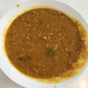 Red lentil daal soup at Ananda Fuara in San Francisco