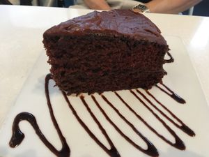 Award-winning chocolate cake at Ananda Fuara in San Francisco