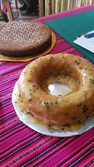 Passionfruit and chocolate (gf) cakes at Pachamama Health in Veracruz