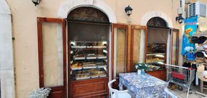 outside at Rose's Bakery in Corfu