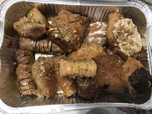 Delicious baklava and pastries  at Rose's Bakery in Corfu