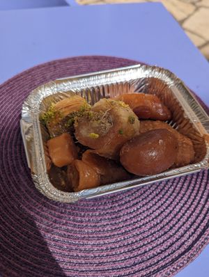 Mix of vegan pastries at Rose's Bakery in Corfu