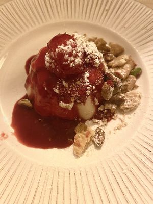 Special of the day: panna cotta with raspberry at Spritz in Antwerpen