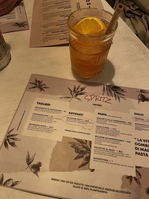 Drinks and menu  at Spritz in Antwerpen