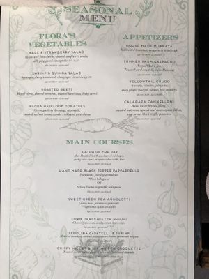 Menu  at Flora Farms in San Jose Del Cabo