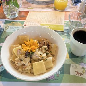 Roasted Cauliflower Paccheri made vegan  at Flora Farms in San Jose Del Cabo