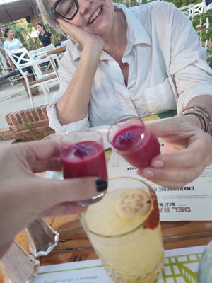 Delicious amuse bouche beet shooters at Flora Farms in San Jose Del Cabo