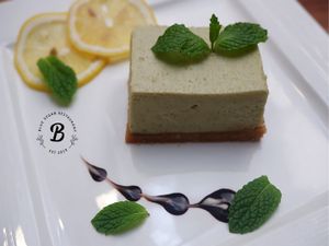 Fresh peppermint leaves blended with 'cheese'. The cheese is made from cashewnut. Healthy and delicious. Heaven on Earth  at Blue in Penang