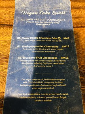 Cake menu 🌈 at Blue in Penang