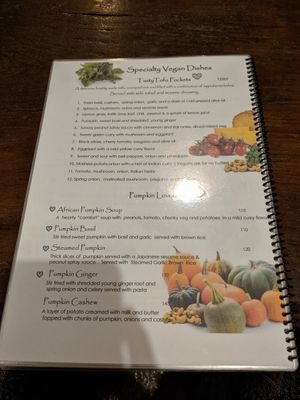 Menu at Shanti Lodge in Bangkok