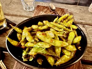 Spicy edamame   at The Place With No Name in Pecatu