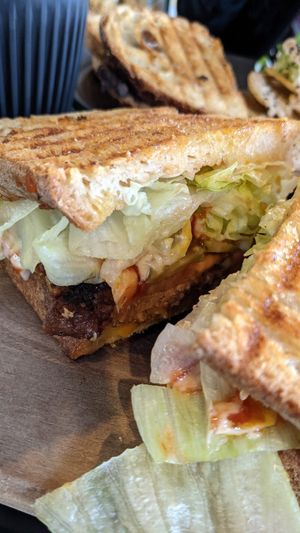 Beyond burger toastie at Love Madre in Cheltenham