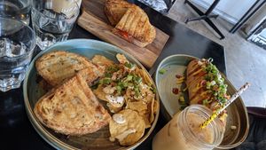 Pizza toastie (top) hot dog (right) nacho toastie (bottom) at Love Madre in Cheltenham