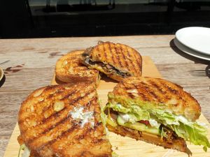 Mixed souvlaki toastie $16 at Love Madre in Cheltenham