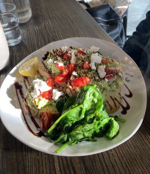 Smashed avo with vegan feta   at Love Madre in Cheltenham
