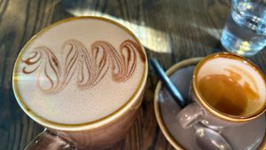 Choc mint hot chocolate and double espressoo  at Love Madre in Cheltenham