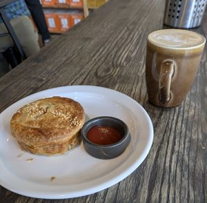 Mushroom pie and almond latte #Veganuary at Love Madre in Cheltenham