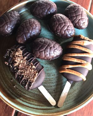 Chelles Soul Food caramel filled easter eggs, caramel and cookies n cream magnums. at Love Madre in Cheltenham