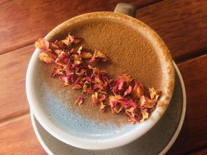 Blue heaven latte at Love Madre in Cheltenham