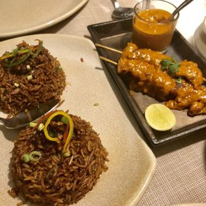 Nasi goreng with soya satay. at Kiara Soul Kitchen in New Delhi