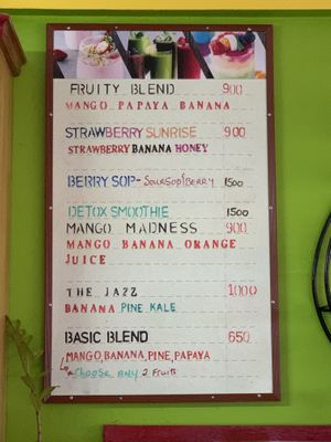 1/2 of smoothie menu at Living Food and Juices in Kingston