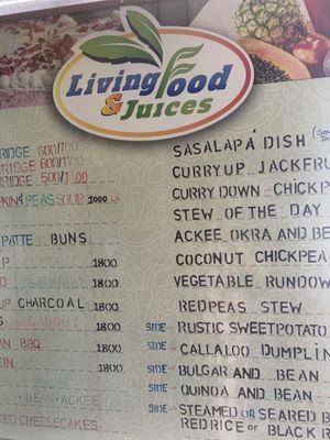 Menu  at Living Food and Juices in Kingston