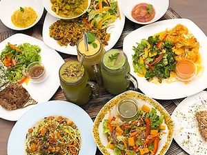 Vegetable Smoothies 
Salad with in house made dressing 
 at Living Food and Juices in Kingston